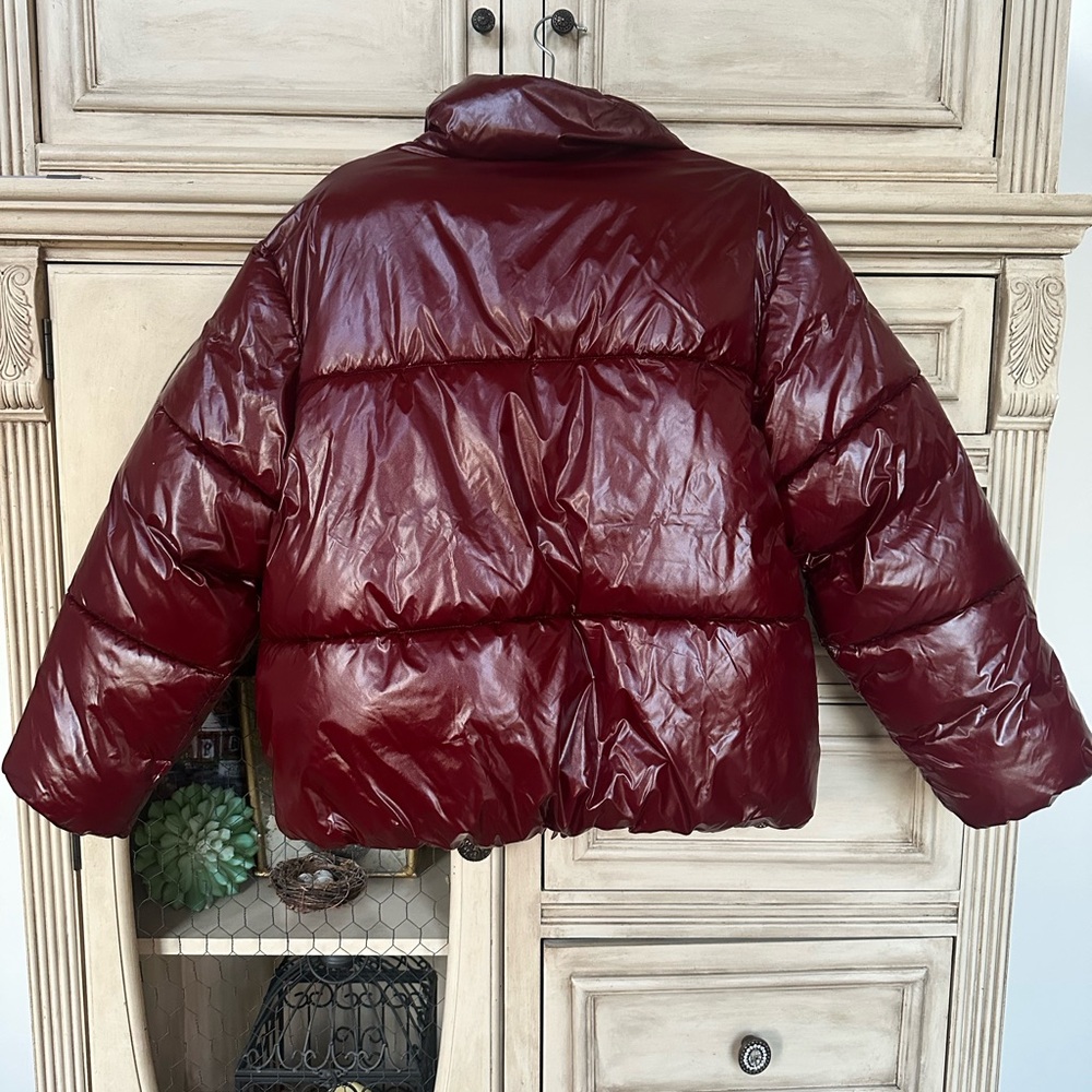 a new day Glossy Maroon Puffer Jacket - Picture 3 of 3